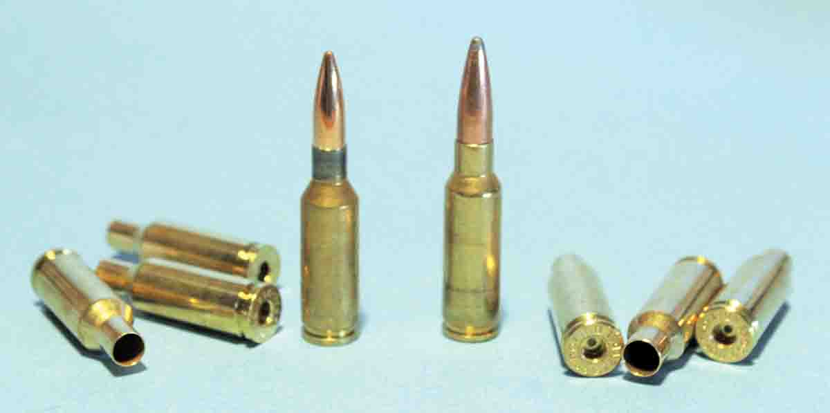 The 6.5 Grendel (right) is essentially a slightly longer, slightly larger caliber version of the 6mm PPC (left).